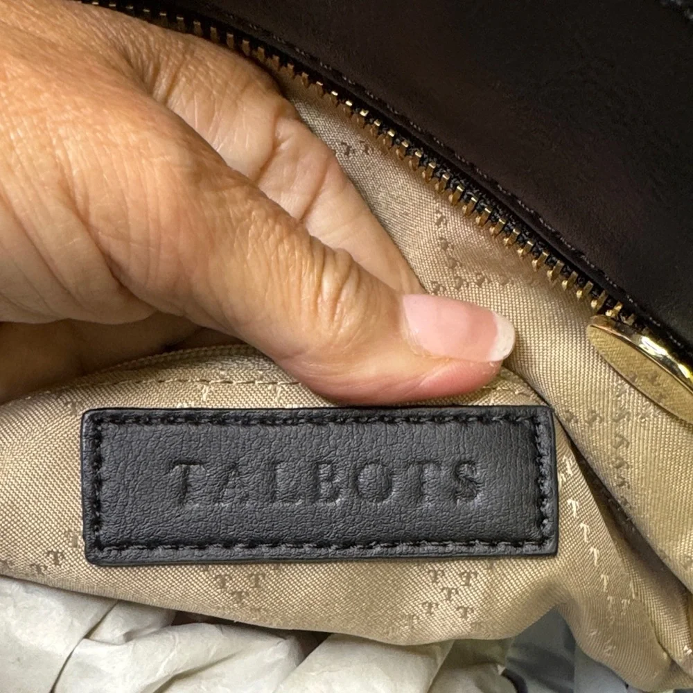 Talbots Black Woven Chain Strap‎ Tote Bag Gold Hardware